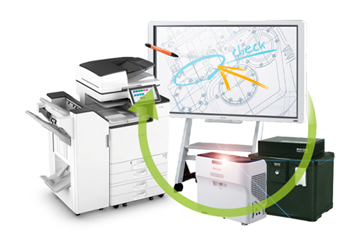 Multiofonctionele printers, videoprojector, IT Security BOX, interactive Whiteboard : interconnectie